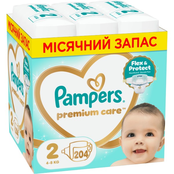Фото - Одноразові підгузки Pampers Premium Care Розмір 2 (4-8 кг) 204 шт (80883546)